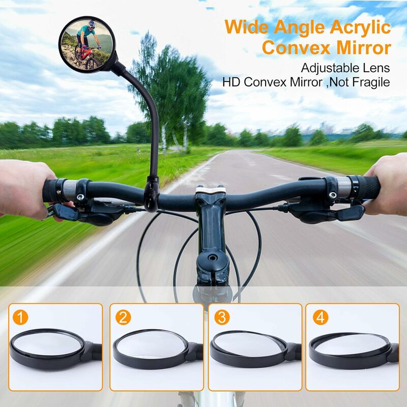 Fahrradspiegel, Fahrradspiegel, 1 PCS 360 Grad verstellbare drehbare  konvexe Spiegel für Fahrrad, E-Bike, Motorrad, Mountainbike Fahrrad