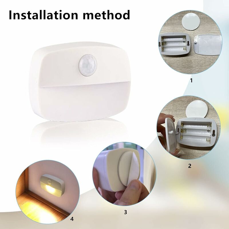 4 Stück batteriebetriebenes LED-Nachtlicht mit integriertem  Bewegungssensor-Leuchtstab für Wand, Flur, Innenbereich, Schlafzimmer  (Warmweiß) HIASDFLS