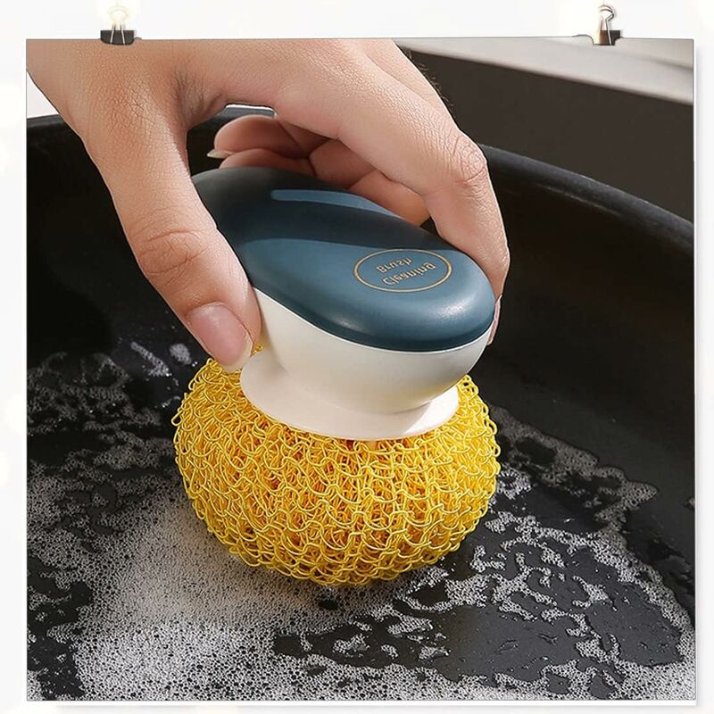 Geschirrspülbürste zum Reinigen von Geschirr - 65 95 80 mm,  Peeling-Reinigungs-Kratz-Utensilien Abnehmbare Faserkugel für die Küche,  2er-Pack HIASDFLS