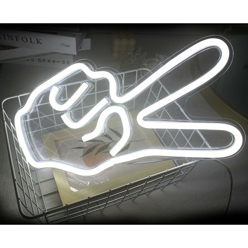 Neonlicht Wandlampe Dekoleuchte Wandschild Partylicht im Schriftzug Neon,  Kunststoff weiß, 1x LED, BxH 45x20 cm, Wohnzimmer