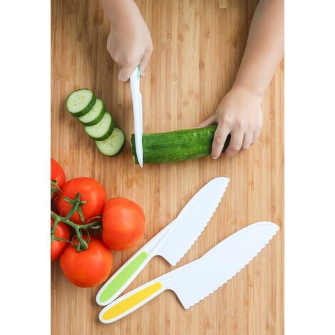 Küchenmesser Set für Kinder Nylon 3 Zimmer - Küchenmesser für Kinder 3  Größen und Farben / fester Sockel