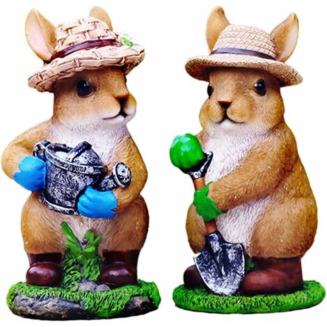 2er-Set Mama & Baby Hasen Gartenfiguren Aus Metall – Rustikale Deko Für Garten & Terrasse