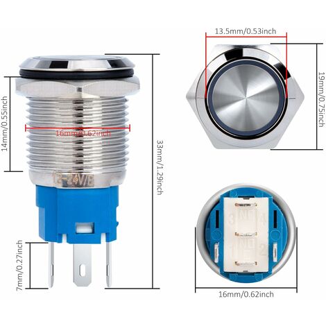Guuzi 20A Drucktastenschalter 12-24V - Wasserdichter Momentantaster Mit Blauer LED