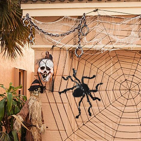 Spinnen-Halloween-Dekorationen Schwarze haarige Spinnen mit violettem  LED-Licht, Halloween-Außendekorationen, Spinnenrequisiten für Hof, Garten,  Rasen