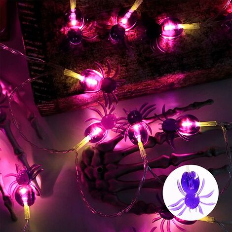 Halloween Lila Spinnen-Lichterketten, Halloween-Lichter, 20 LEDs  Spinnen-Lichterketten, 3M Halloween-Dekorationslicht mit wasserdichter  batteriebetriebener
