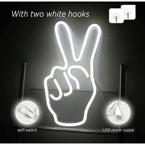 Yeah Gesture Neonlichtschild, weiße LED-Neonschilder mit USB-Schalter, Neon- Fingerlicht, Lampenschild für Schlafzimmer, Bar, Pub
