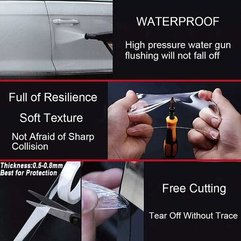 Autotür-Kantenschutz, 5 × 10 M Universal-Einstiegsleisten-Schutzfolie, Auto-Aufkleber-Schutzfolie,  für Auto kratzfest (transparent) HIASDFLS
