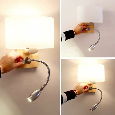 NERU Design USB Nachttischlampe Wand mit Schalter weiß inkl. 3W