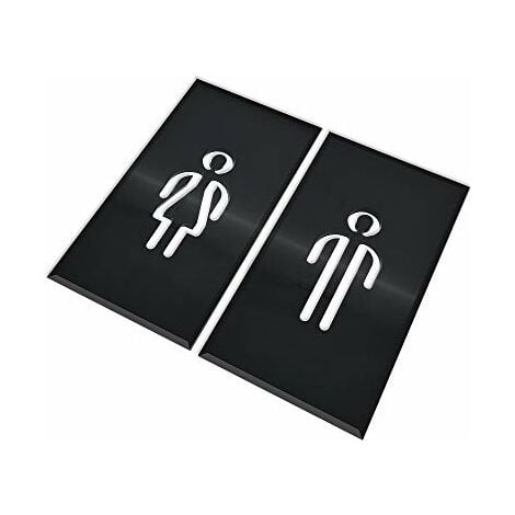 Cartel para Baño Hombre + Mujer Color Negro 180 x 100 mm