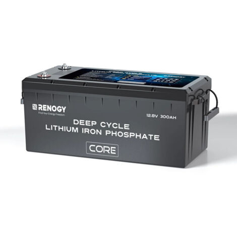 Renogy 12V 300Ah Self heating Lithium LiFePO4 Deep Cycle Battery, 5000+Deep Cycles, 200A BMS,Backup Power for Trolling motor, Cabin,Marine, Off-Grid Home Energy Storage-Core Series