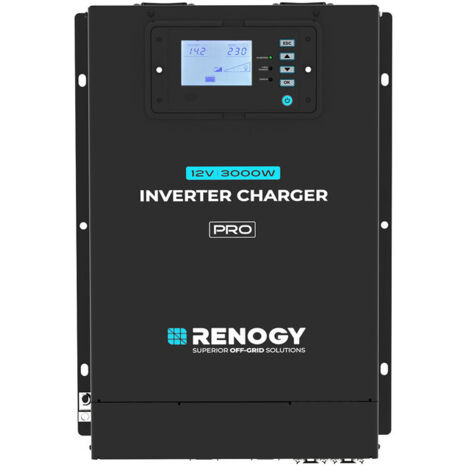 Renogy 3000W 12V Solar Inverter Charger, Pure Sine Wave All-in-One Inverter with MPPT for RVs, Boats, Home Backup, and Off-Grid Systems