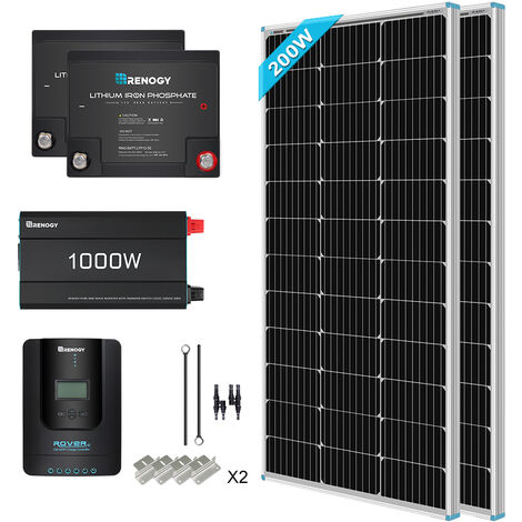 200W Complete Solar Panel Kit with 100Ah 12V LiFePO4 Lithium
