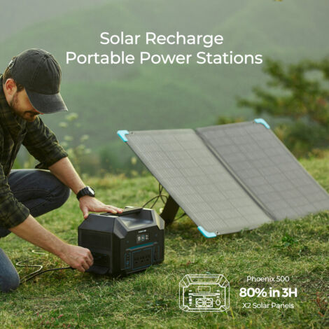 Renogy Faltbares Solarpanel 120 W für tragbare Powerstation, wasserdicht mit verstellbarem Ständer, für Wohnmobil, Caravan, netzunabhängig