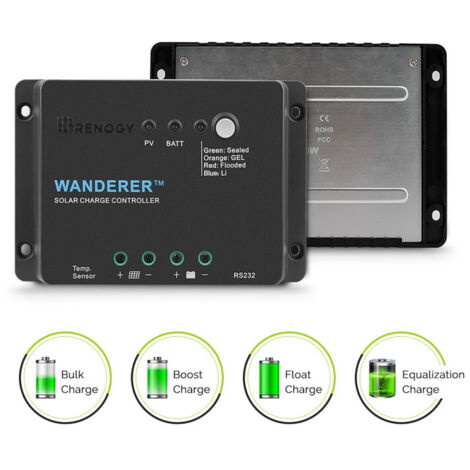 RENOGY Wanderer Li 12V 30A Solarmodul-Laderegler, PWM mit Lithium-Batterieunterstützung, für Wohnmobil/Caravan/Boot