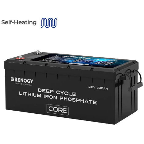 Renogy 12V 300Ah Core Lithium Batterie mit Selbstheizfunktion – IP65 wasserdichte LiFePO4-Batterie für Wohnmobile, Boote und netzunabhängige Anwendungen