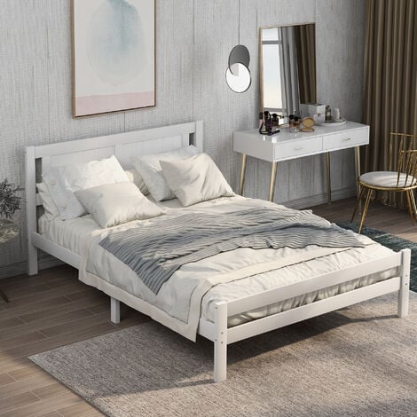 Queen size bed frame 2024 with headboard white