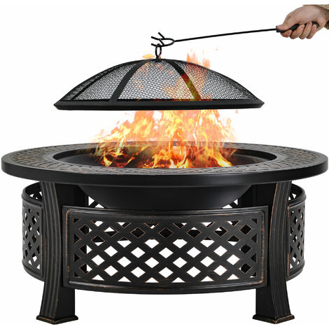 Outdoor Round Fire Pit Firepit Garden Square Table Stove Patio Heater Grill