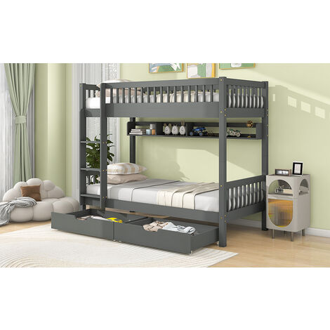 Bunk Bed, Kids Children, 3FT Solid Pine Wood Single Bed Frame & under ...