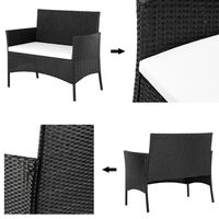 4PC Rattan Garden Furniture 4 PIECE Indoor Outdoor Patio Bench Sofa + 2 Chairs + Table Set