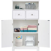 Home Office Bathroom Corner Freestanding Floor Storage Cabinet Organiser Shelfwith Drawers and Doors