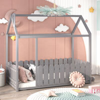Single Wooden Kids House Bed Frame 3ft Pine Wood Cabin Bed Children Floor Bed