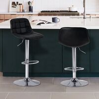 2pcs Swivel Bar Stools with Backrest Set Chrome Frame Adjustable Height for Breakfast Bar Counter Kitchen Living Room