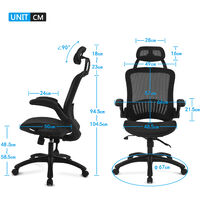 High-back Home Office Mesh Chair Ergonomic Swivel Chair w/Adjustable Headrest & Armrest Black