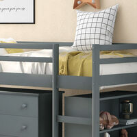 3FT Pine Wood Kids Children Bed Frame 3 Drawers Desk Storage Shelves Loft Bed
