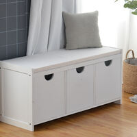 Storage Bench Cabinet Shoe Rack with 3 Drawers &Removale Cushion Hallway Bedroom