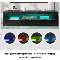 Black TV Stand with LED Light High Gloss Storage Cabinets Furniture with Remote Control