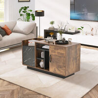 Coffee Table Rectangle Living Room Cocktail Tea Tables with Storage Cabinets Shelves