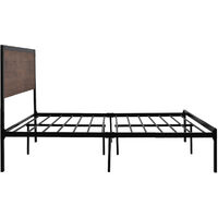 4FT6 Metal Double Bed Frame Platform with Wood Headboard for Adults Kids Children