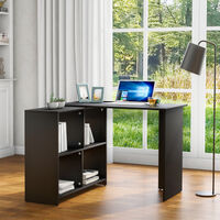 L Shaped Computer Desk with 4 Shelves Large Storage Space Study Desk Laptop Tablefor Home Office