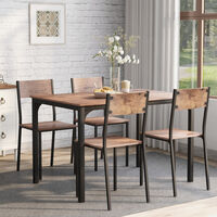 Industrial Style Dining Table 4 Chairs Set Wooden Steel Frame Kitchen Furniture Set