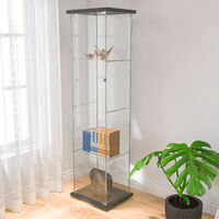 Glass Display Cabinet 4 Shelves with Door Sideboard Cupboard Unit Floor Standing