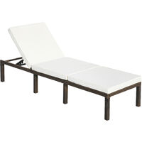 Rattan Day Bed Sun Lounger Recliner Chair Garden Furniture Patio Terrace with Cushions