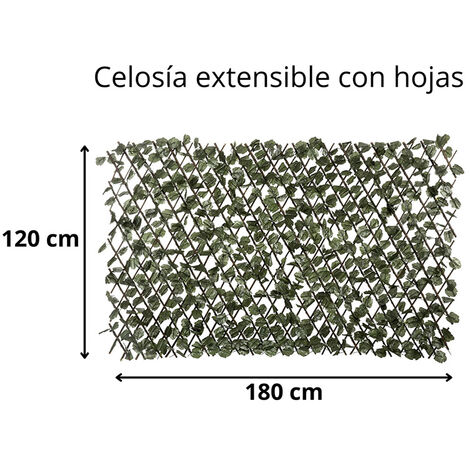 Celosía Extensible de Mimbre Natural con Hojas 120x180 cm. - Acomoda Textil