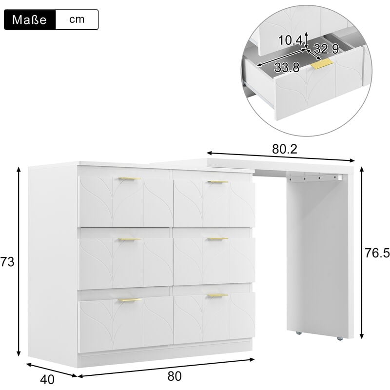 PLATAN ROOM Tavolo da toeletta di alta qualità con grande cassetto, con  ampio spazio di archiviazione e sistema Push to Open con cassetto (bianco  opaco) : : Casa e cucina