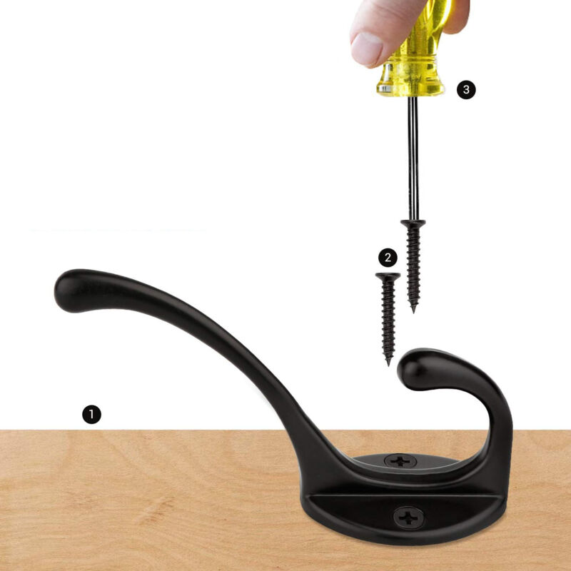 12 Ganci Appendiabiti Da Parete Neri - Ganci Muro In Metallo Per Vestiti E Accessori - Foto 4