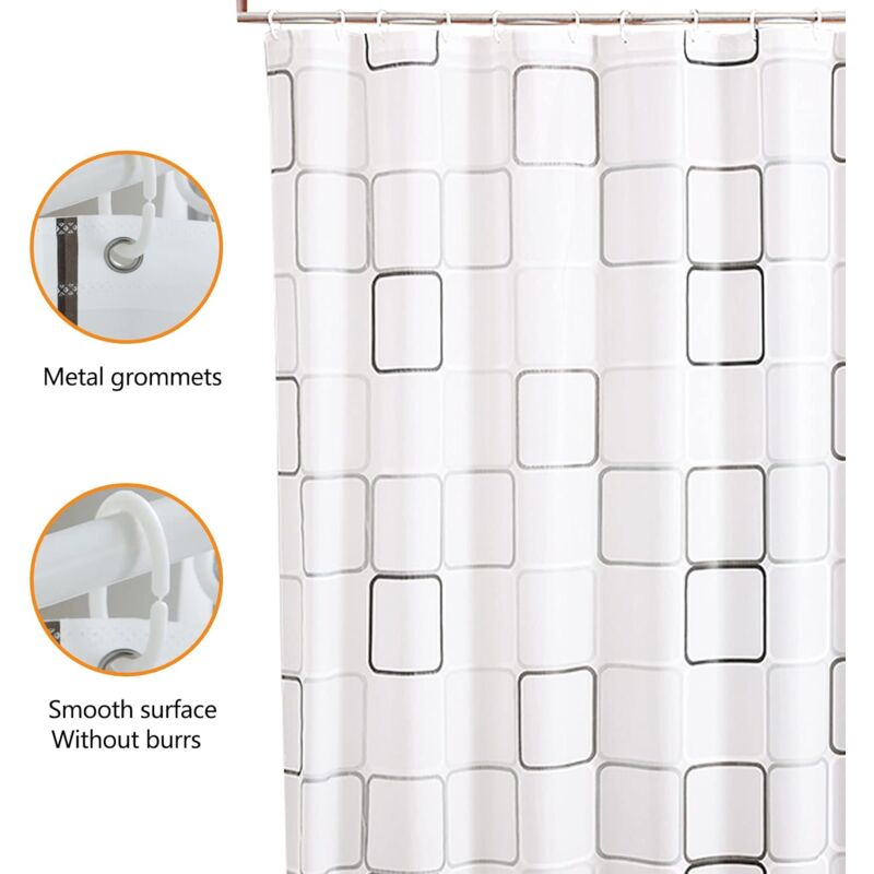 Tenda Doccia 200x200 Cm In PEVA Impermeabile E Antimuffa, Con 16 Ganci, Per Bagno, Hotel E Camper - 2
