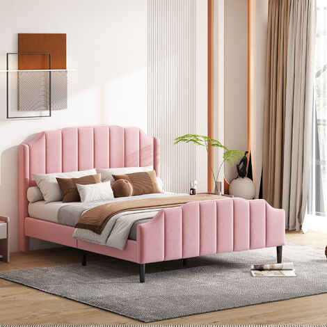 Letto matrimoniale con Testiera e Pediera Metallo Nero 120x200 cm CFW215057