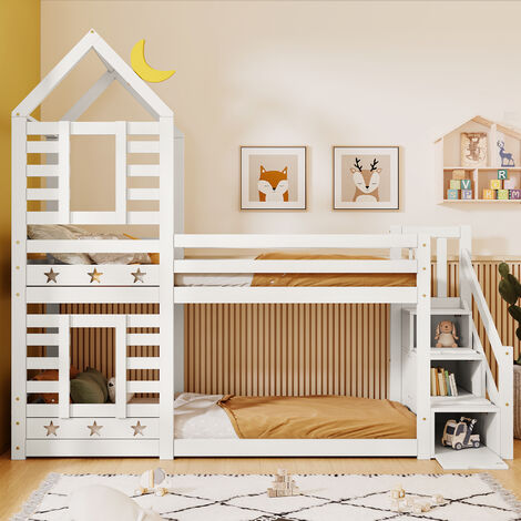 Letto A Castello Lubvtti Con Letto Estraibile - 90x200 E 120x200 Cm In Legno Massiccio - Foto 9