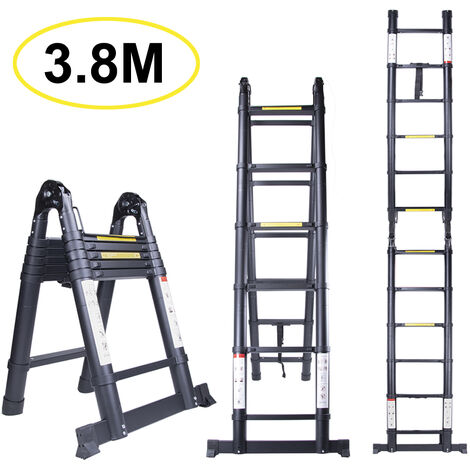 Scala telescopica da 3,8 m, in alluminio, allungabile