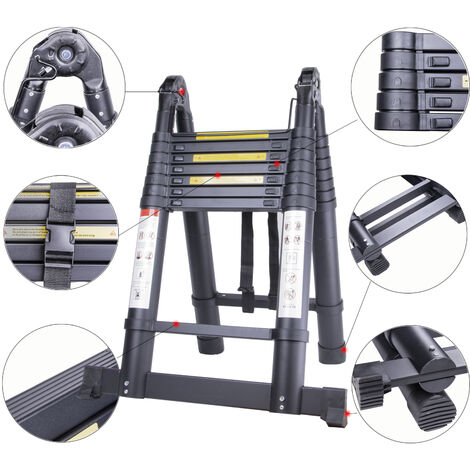 TEENO Scala Telescopica Multiuso In Alluminio 4 M, Scala - Foto 12