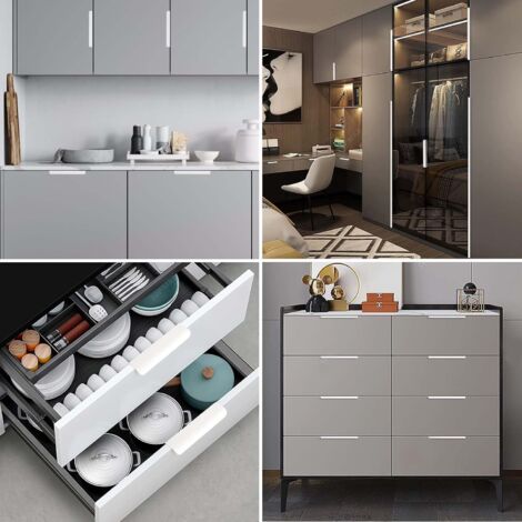 Maniglie Per Cassetti Nascoste In Alluminio - Set Da 10 Pezzi Argento 128mm - Foto 4