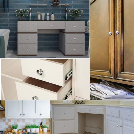 5 Pomelli Per Mobili In Acciaio Inox | Diametro 32mm, Colore Argento Spazzolato