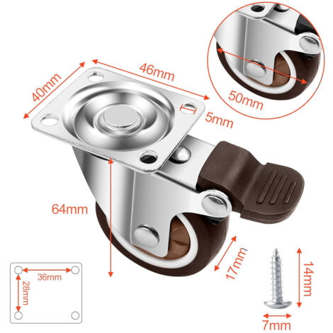 Crapyt 4 ruote a basso profilo da 3,8 cm, per armadietti, letti