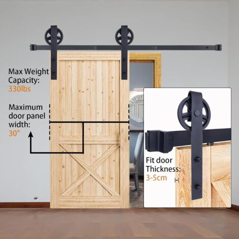 Kit Binario Porta Scorrevole 150cm Nero - Per Porta Singola, Regolabile, Con Guide A Pavimento E Rulli - Foto 3