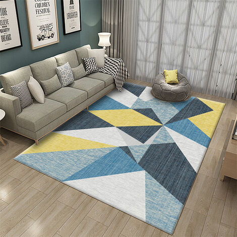 Tappeto tappeti scendiletto camera da letto tappeto per neonati Design a  strisce geometriche grigio blu giallo tapetto soggiorno 80x120cm
