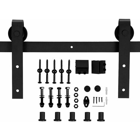 Binario per Porta Scorrevole Kit Forma di J Hardware per Porte Scorrevoli Singole Nero 6.6FT/200cm